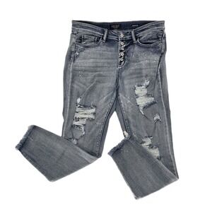 Judy Blue Jeans Womens 15/32 Skinny Fit Button Fly Stretch Distressed High Rise